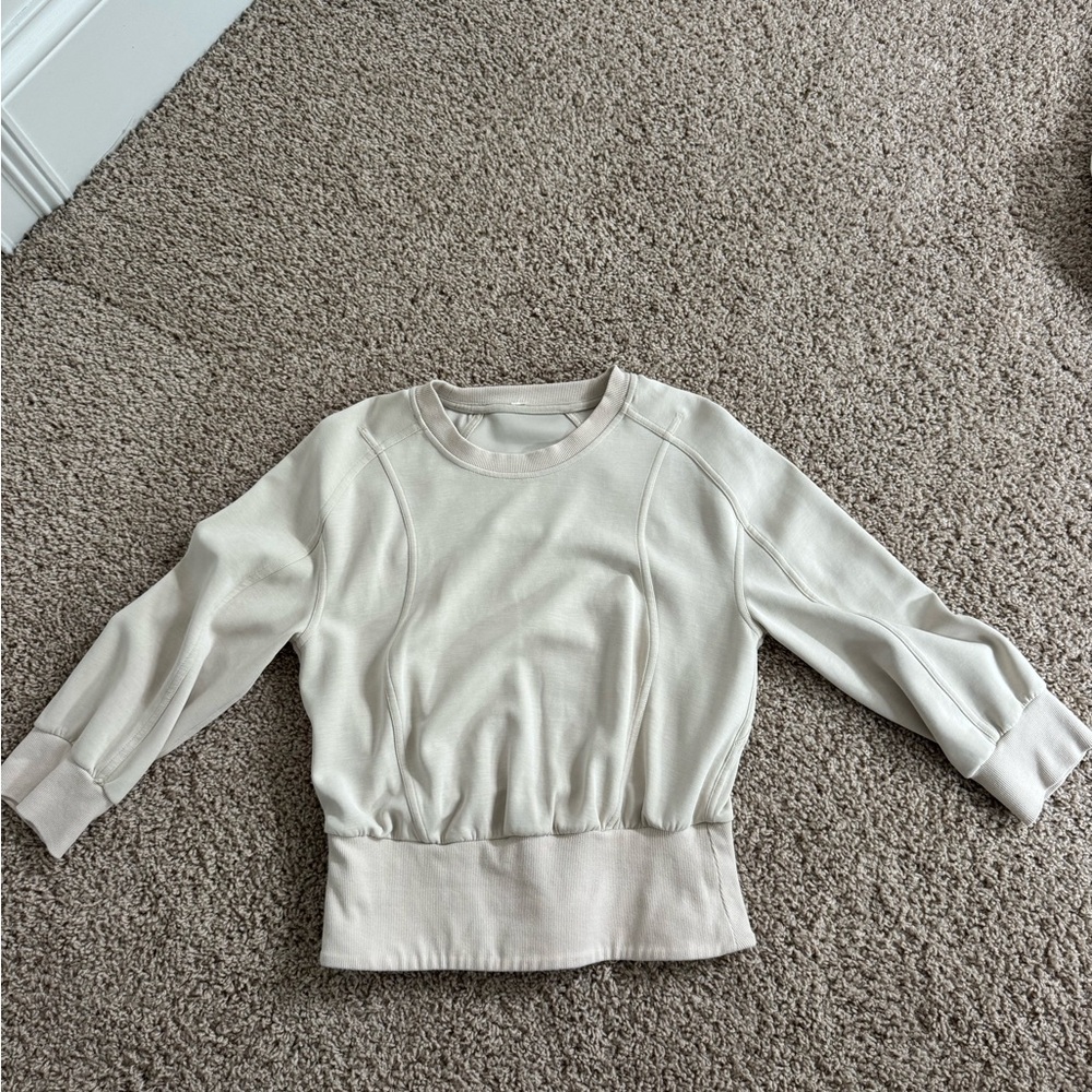 Cream Cropped Sleeve Lululemon Top